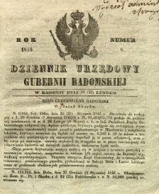 Dziennik Urzędowy Gubernii Radomskiej, 1846, nr 8