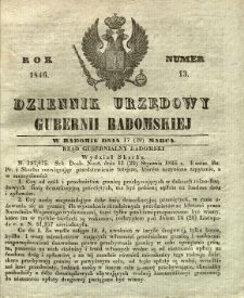 Dziennik Urzędowy Gubernii Radomskiej, 1846, nr 13