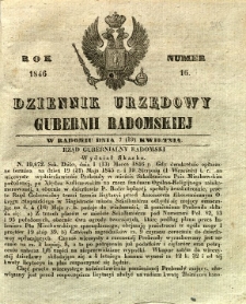 Dziennik Urzędowy Gubernii Radomskiej, 1846, nr 16