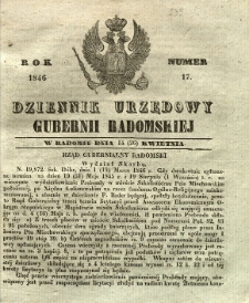 Dziennik Urzędowy Gubernii Radomskiej, 1846, nr 17