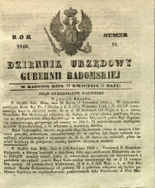 Dziennik Urzędowy Gubernii Radomskiej, 1846, nr 18
