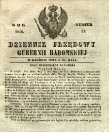 Dziennik Urzędowy Gubernii Radomskiej, 1846, nr 21
