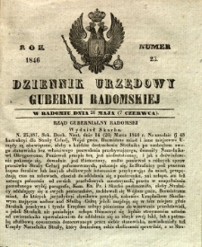 Dziennik Urzędowy Gubernii Radomskiej, 1846, nr 23
