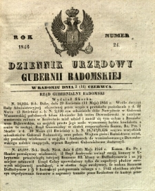 Dziennik Urzędowy Gubernii Radomskiej, 1846, nr 24