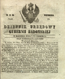 Dziennik Urzędowy Gubernii Radomskiej, 1846, nr 25
