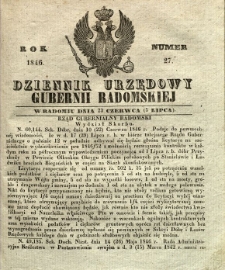 Dziennik Urzędowy Gubernii Radomskiej, 1846, nr 27