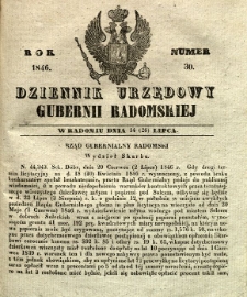 Dziennik Urzędowy Gubernii Radomskiej, 1846, nr 30