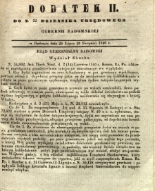 Dziennik Urzędowy Gubernii Radomskiej, 1846, nr 32, dod. II