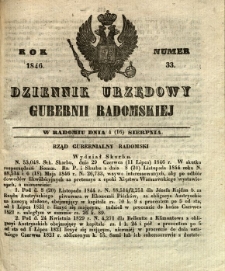 Dziennik Urzędowy Gubernii Radomskiej, 1846, nr 33
