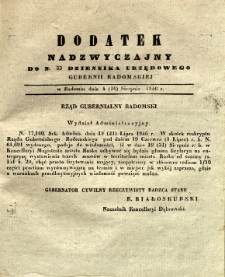 Dziennik Urzędowy Gubernii Radomskiej, 1846, nr 33, dod. nadzwyczajny