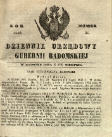Dziennik Urzędowy Gubernii Radomskiej, 1846, nr 34