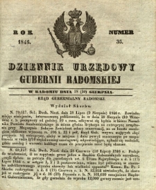 Dziennik Urzędowy Gubernii Radomskiej, 1846, nr 35