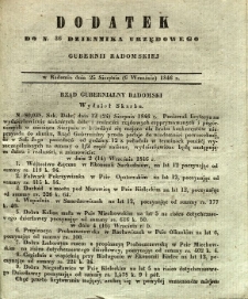 Dziennik Urzędowy Gubernii Radomskiej, 1846, nr 36, dod.