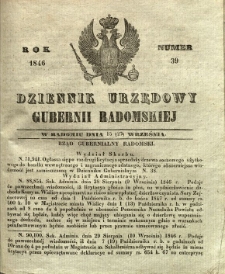 Dziennik Urzędowy Gubernii Radomskiej, 1846, nr 39