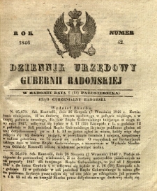 Dziennik Urzędowy Gubernii Radomskiej, 1846, nr 42