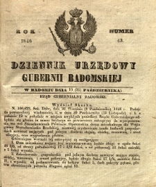 Dziennik Urzędowy Gubernii Radomskiej, 1846, nr 43