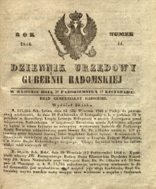Dziennik Urzędowy Gubernii Radomskiej, 1846, nr 44