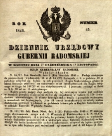 Dziennik Urzędowy Gubernii Radomskiej, 1846, nr 45