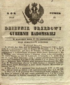 Dziennik Urzędowy Gubernii Radomskiej, 1846, nr 48