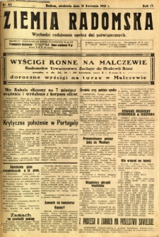 Ziemia Radomska, 1931, R. 4, nr 83