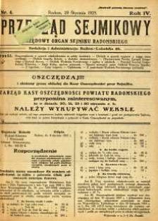 Przegląd Sejmikowy : Urzędowy Organ Sejmiku Radomskiego, 1925, R. 4, nr 4