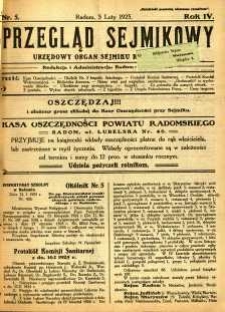 Przegląd Sejmikowy : Urzędowy Organ Sejmiku Radomskiego, 1925, R. 4, nr 5