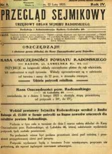 Przegląd Sejmikowy : Urzędowy Organ Sejmiku Radomskiego, 1925, R. 4, nr 6