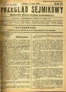 Przegląd Sejmikowy : Urzędowy Organ Sejmiku Radomskiego, 1925, R. 4, nr 17