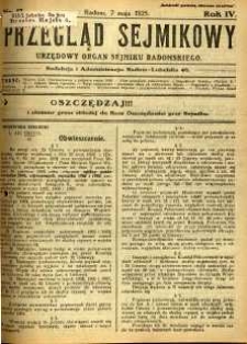 Przegląd Sejmikowy : Urzędowy Organ Sejmiku Radomskiego, 1925, R. 4, nr 17