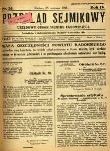 Przegląd Sejmikowy : Urzędowy Organ Sejmiku Radomskiego, 1925, R. 4, nr 24