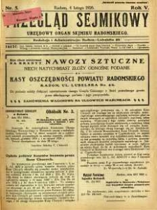 Przegląd Sejmikowy : Urzędowy Organ Sejmiku Radomskiego, 1926, R. 5, nr 5