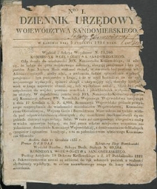 Dziennik Urzędowy Wojew&oacute;dztwa Sandomierskiego, 1834, nr 1