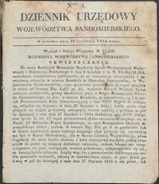 Dziennik Urzędowy Wojew&oacute;dztwa Sandomierskiego, 1834, nr 4