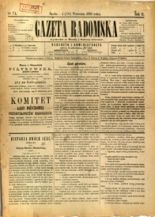 Gazeta Radomska, 1885, R. 2, nr 74