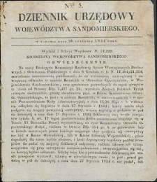 Dziennik Urzędowy Województwa Sandomierskiego, 1834, nr 5, dod. I