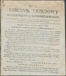 Dziennik Urzędowy Województwa Sandomierskiego, 1834, nr 7