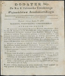 Dziennik Urzędowy Województwa Sandomierskiego, 1834, nr 8, dod. I
