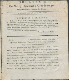 Dziennik Urzędowy Województwa Sandomierskiego, 1834, nr 9, dod. II