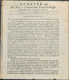 Dziennik Urzędowy Województwa Sandomierskiego, 1834, nr 17, dod. II