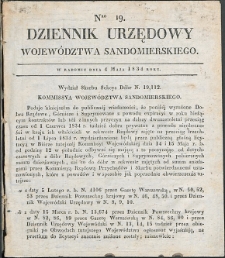Dziennik Urzędowy Wojew&oacute;dztwa Sandomierskiego, 1834, nr 19