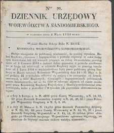Dziennik Urzędowy Województwa Sandomierskiego, 1834, nr 20