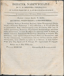 Dziennik Urzędowy Województwa Sandomierskiego, 1834, nr 20, dod. nadzwyczajny