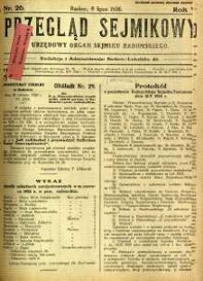 Przegląd Sejmikowy : Urzędowy Organ Sejmiku Radomskiego, 1926, R. 5, nr 26