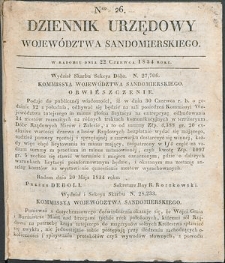 Dziennik Urzędowy Województwa Sandomierskiego, 1834, nr 26, dod. I