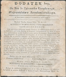 Dziennik Urzędowy Województwa Sandomierskiego, 1834, nr 32, dod. I