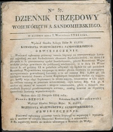 Dziennik Urzędowy Województwa Sandomierskiego, 1834, nr 37