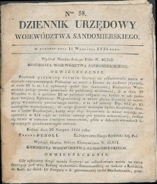 Dziennik Urzędowy Województwa Sandomierskiego, 1834, nr 38