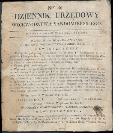 Dziennik Urzędowy Województwa Sandomierskiego, 1834, nr 40