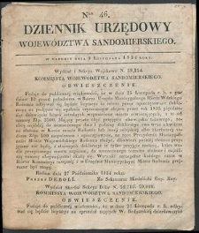 Dziennik Urzędowy Województwa Sandomierskiego, 1834, nr 46