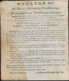 Dziennik Urzędowy Województwa Sandomierskiego, 1834, nr 47, dod. I